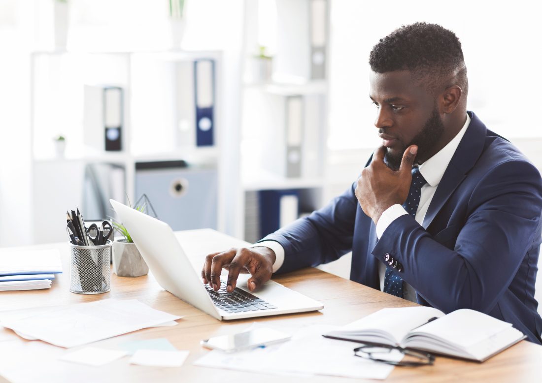 Business professional reviewing his brand strategy