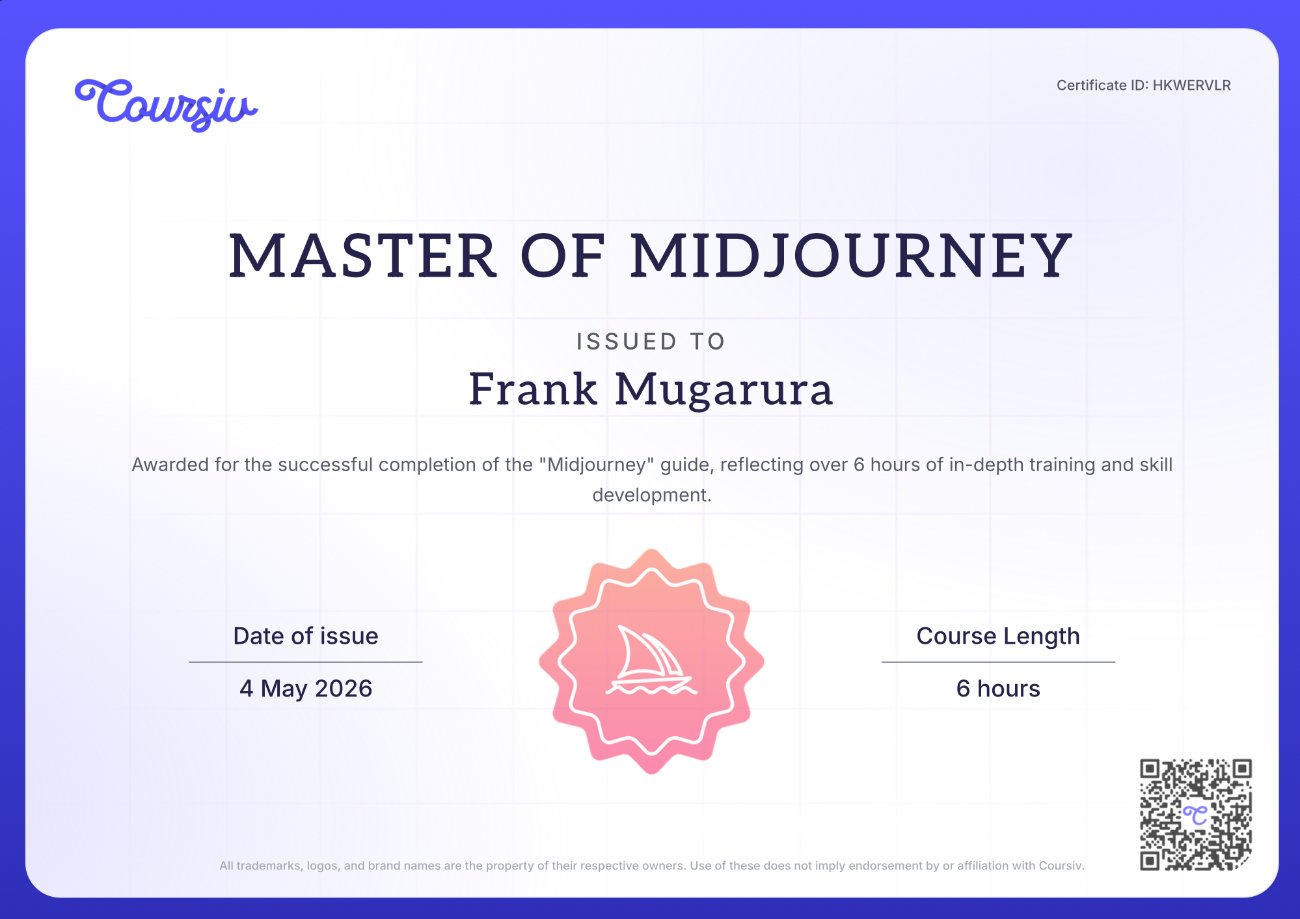 Master of Midjourney certificate
