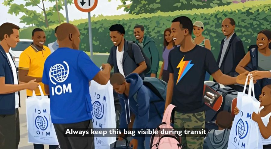 IOM bags being distributed before travel